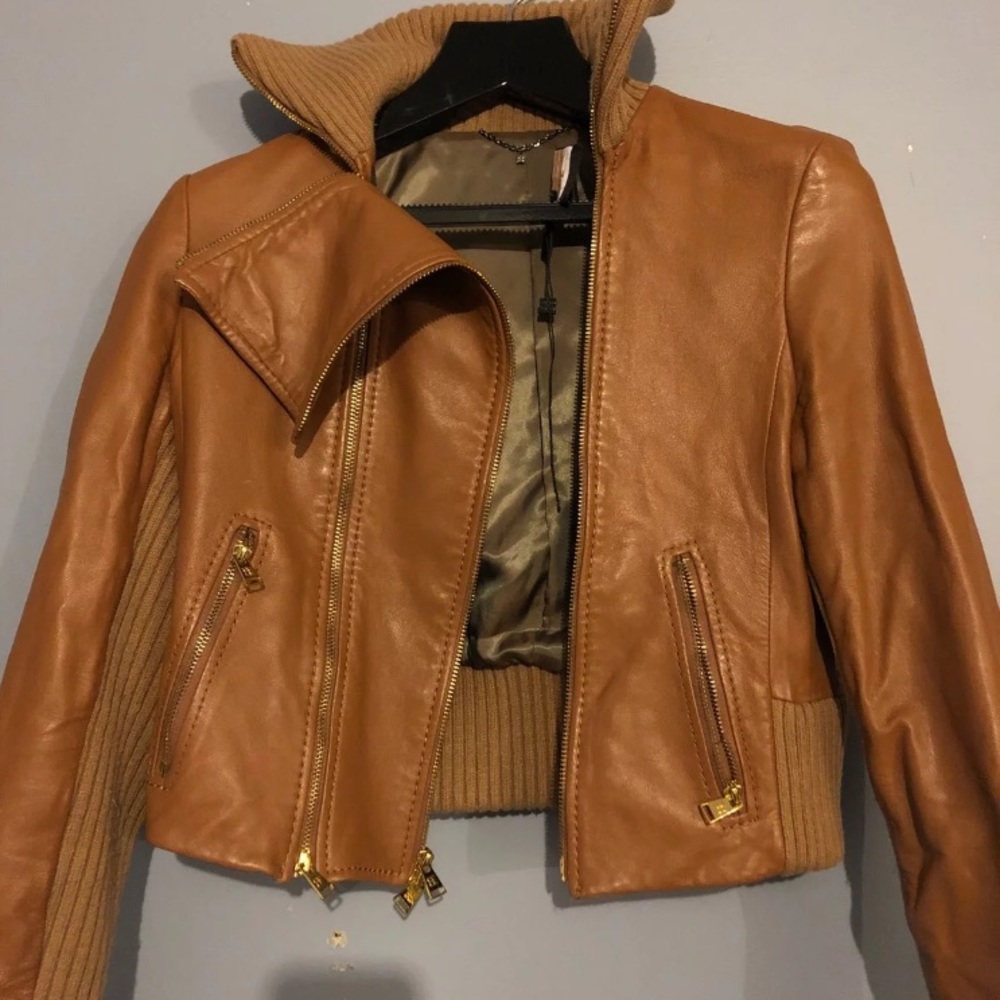 BCBG maxazria leather women’s jacket size large